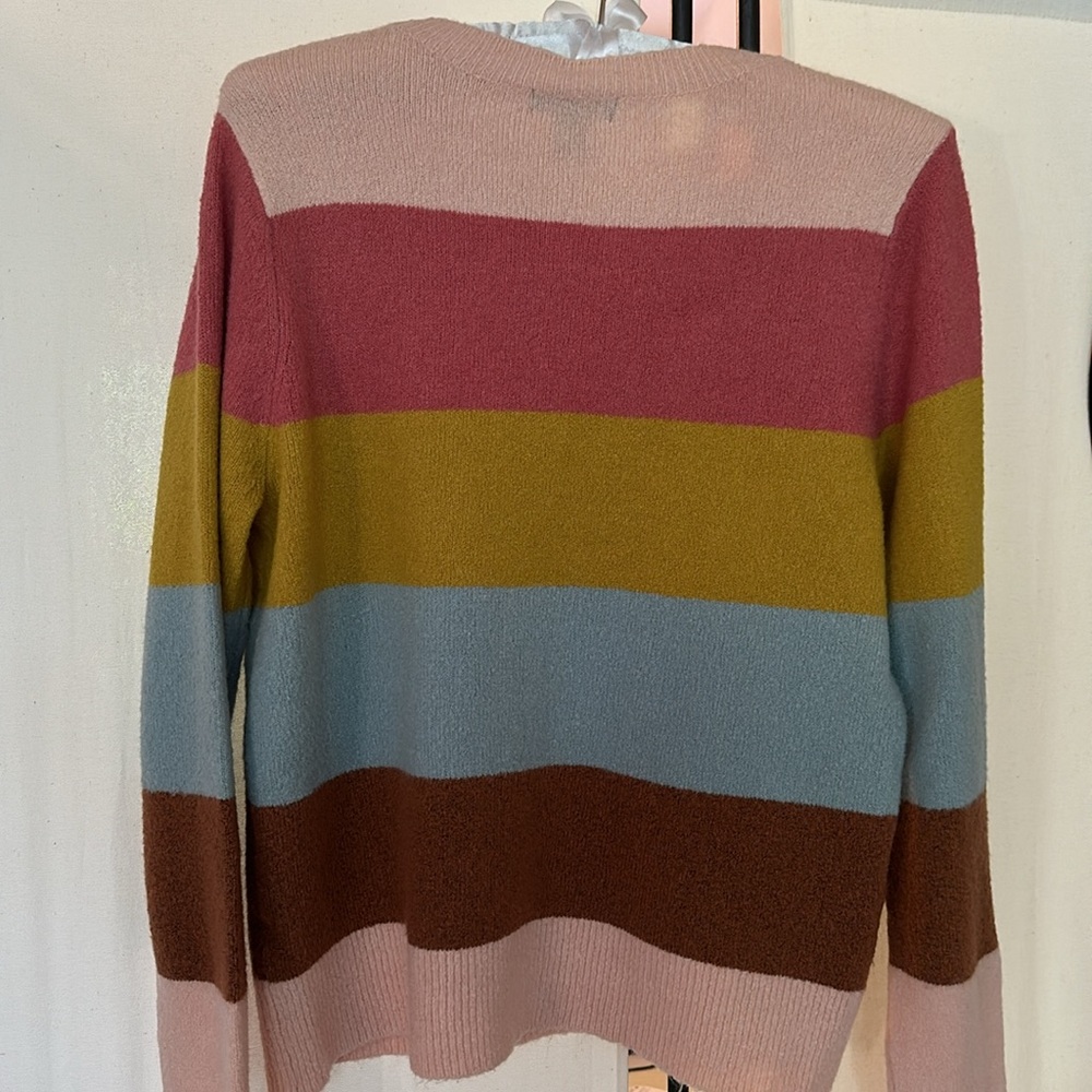 Halogen Crew Neck Striped Sweater Size Medium - image 2